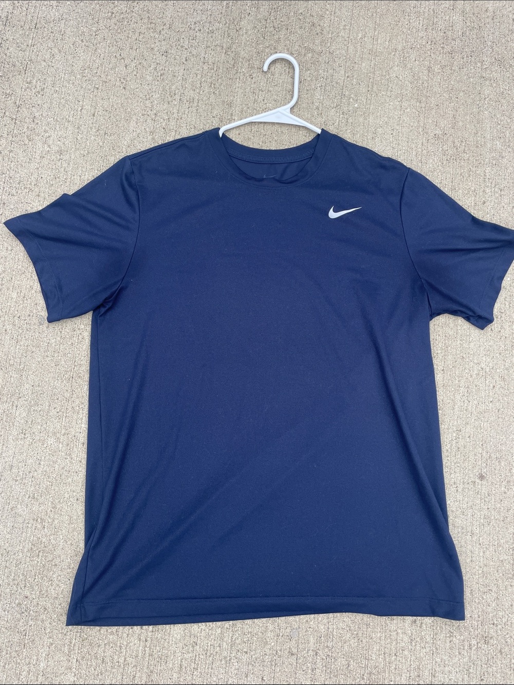 Nike Navy Short Sleeve Dri-FIT Tee with White Swoosh